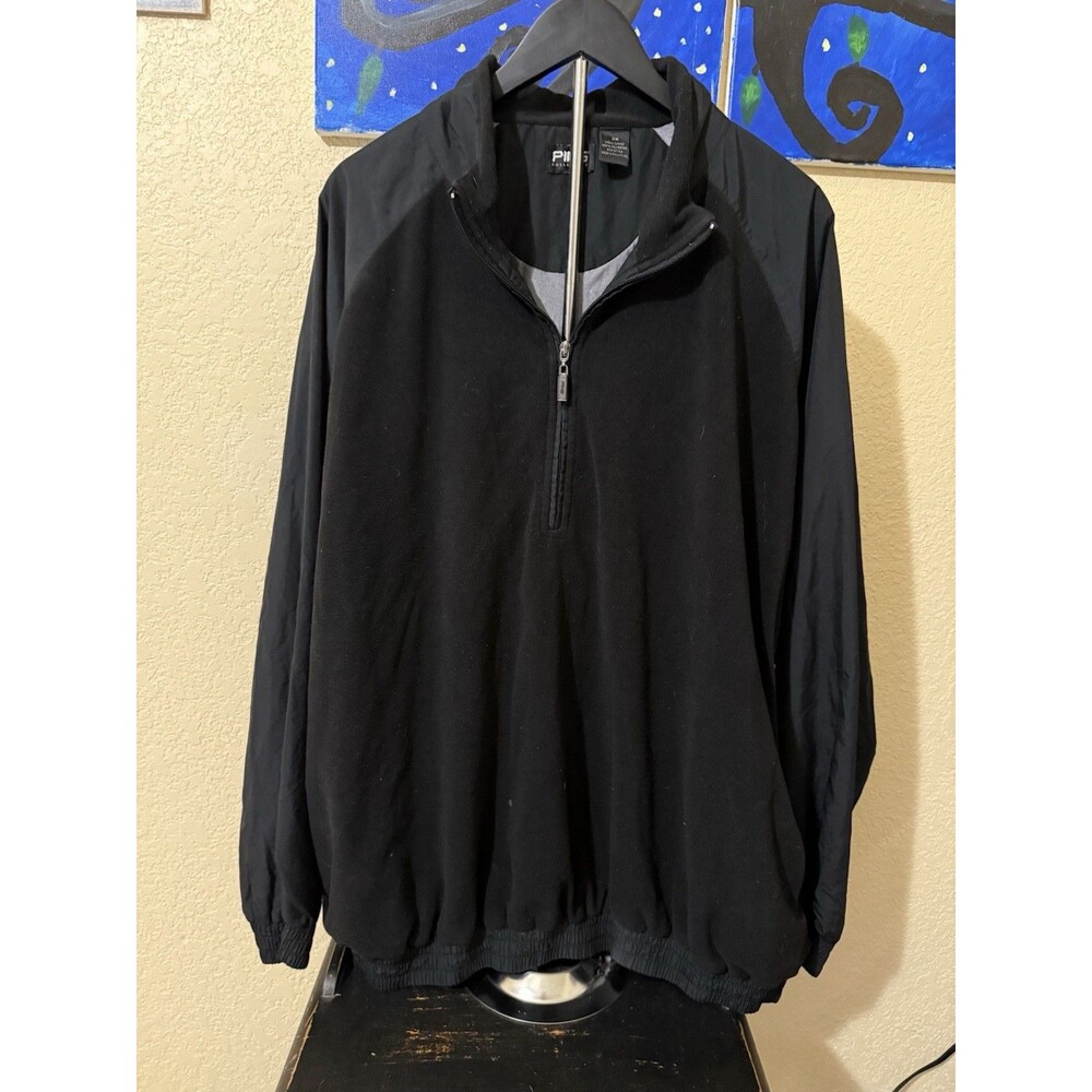 PING Golf Jacket Men XXL Black Fleece Hybrid Windbreaker Golfer Cover Up